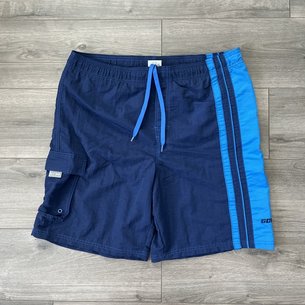VTG Gotcha Mens M Drawstring Swim Trunks Blue